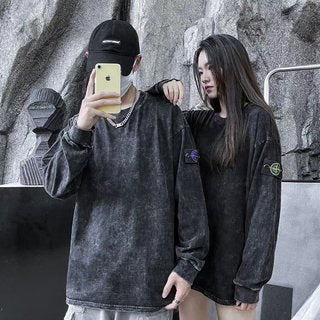 Stone Island Compass Badge Washed Oversized Long-Sleeve Tee - Green product detail view