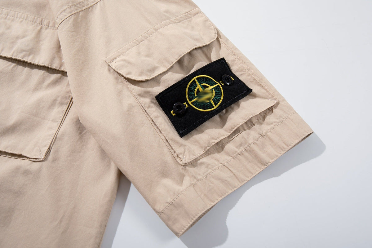 Stone Island Compass Badge Corduroy Short-Sleeve Shirt - Green product detail view