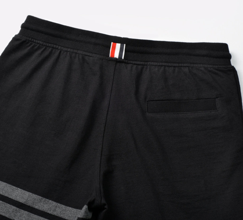 Thom Browne Style Men's Casual Sweatpants - Cotton Signature Four-Bar Detail - Image 6