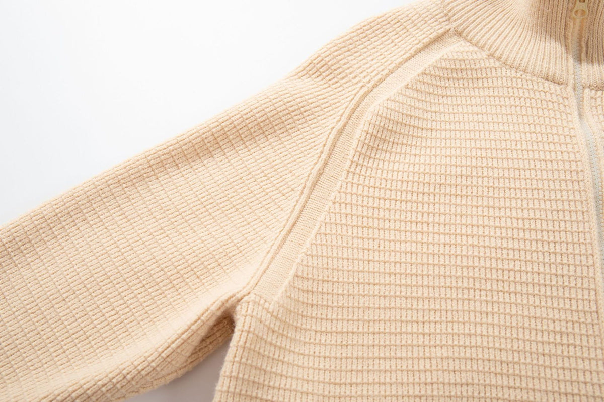 Stone Island Ribbed Mock-Neck Zip Knit Cardigan - Khaki product detail view