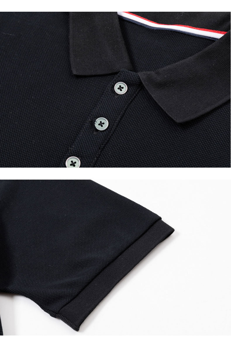 Colorblock Wave-Stripe Polo Tee – Unisex Summer Short Sleeve（副本） THOM TREND