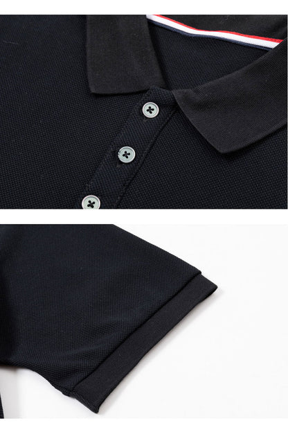 Colorblock Wave-Stripe Polo Tee – Unisex Summer Short Sleeve（副本） THOM TREND