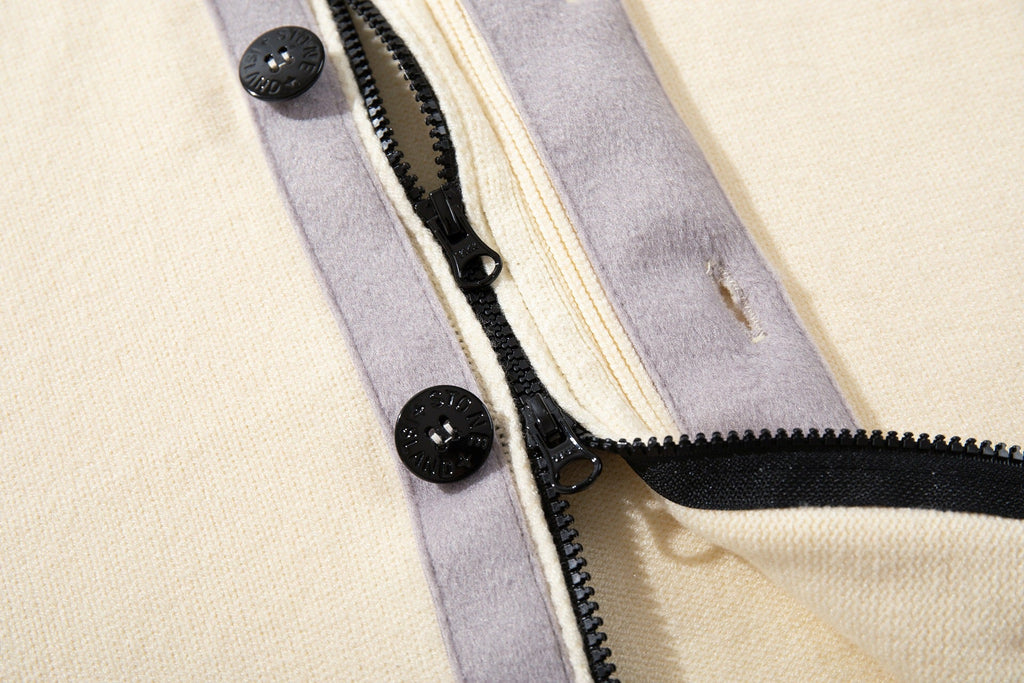 Stone Island Contrast-Collar Button Knit Cardigan - Light Gray product detail view