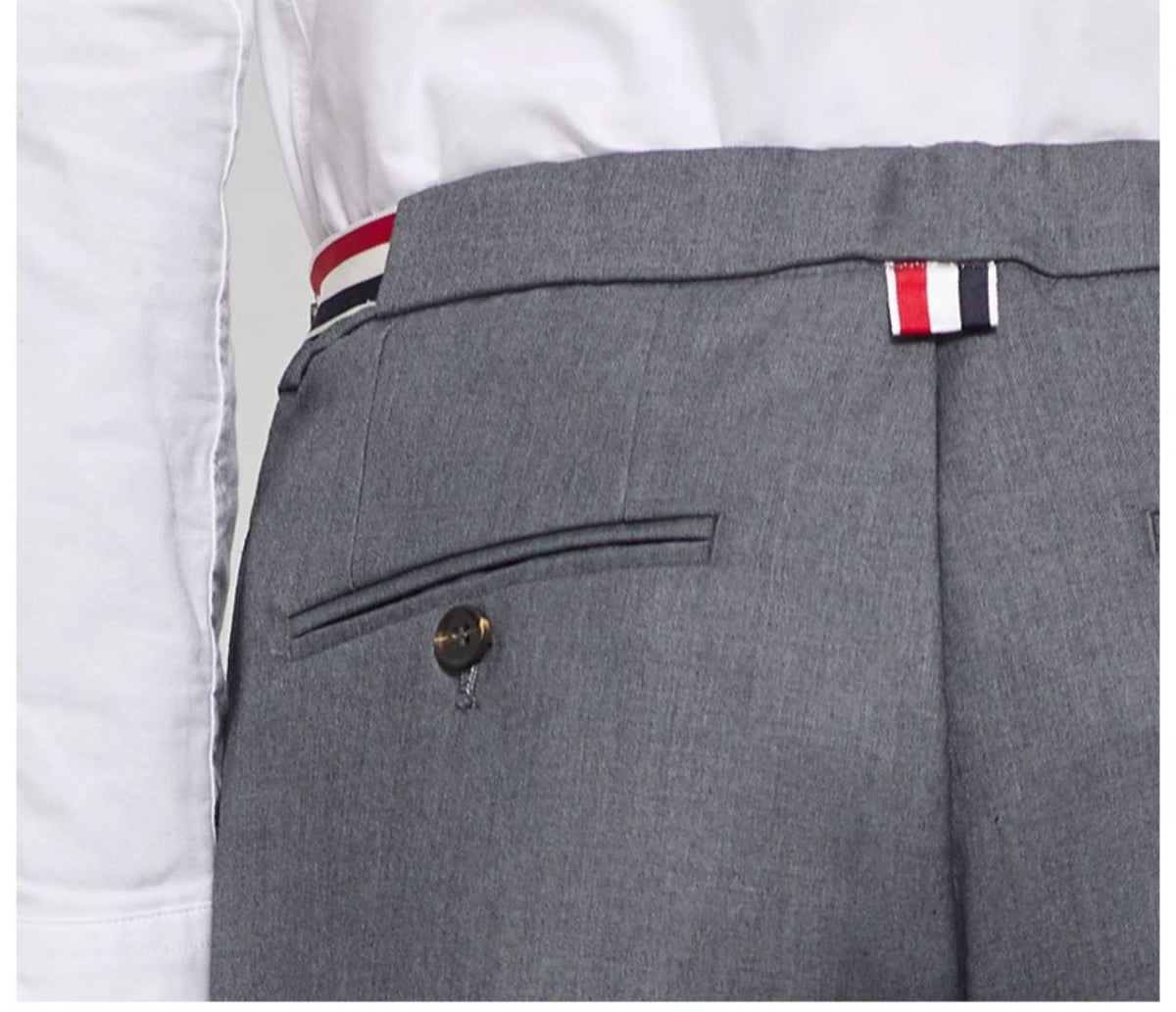 Thom Browne Style Men's Tailored Suit Pants with Signature Four-Bar Detail - Image 6
