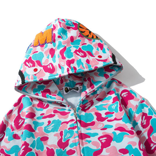 BAPE Miami City Pink Blue Camo Shark Hoodie product view 4