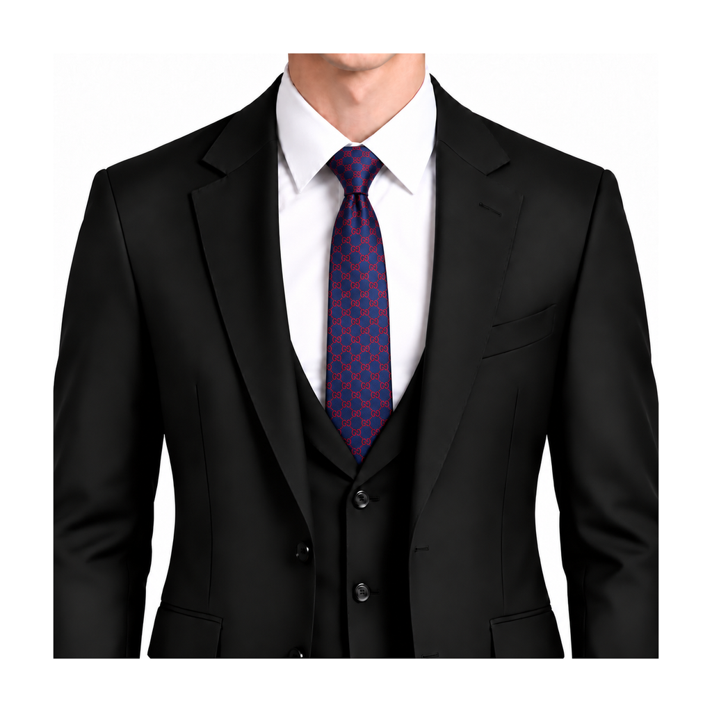 Gucci Style Men's GG Jacquard Silk Tie - Model Main Image