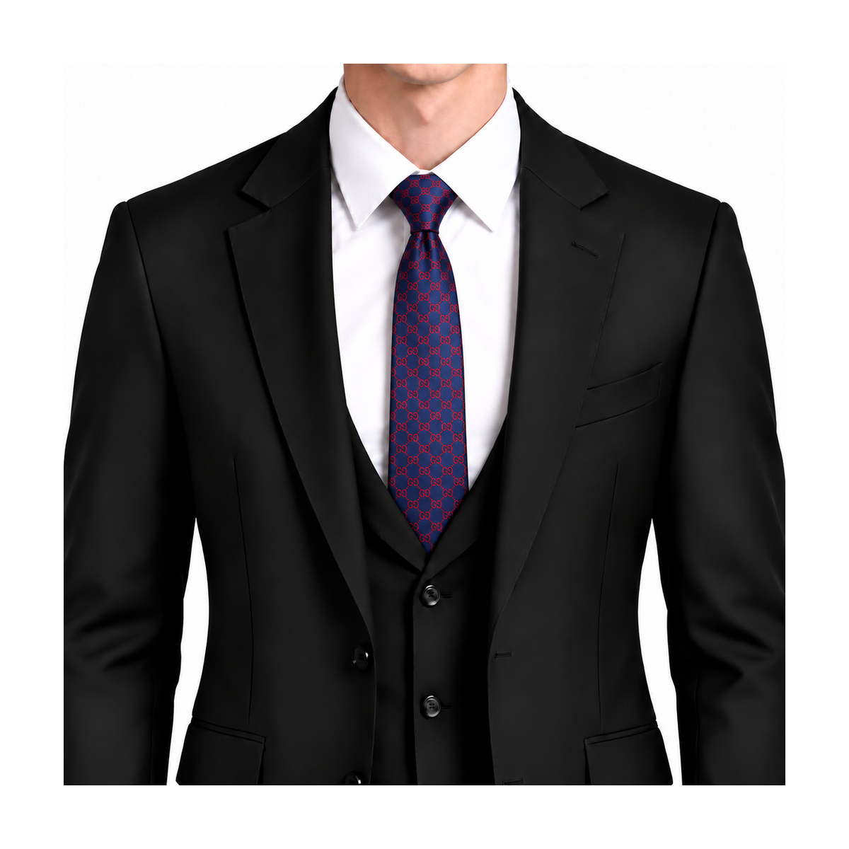 Gucci Style Men's GG Jacquard Silk Tie - Model Main Image
