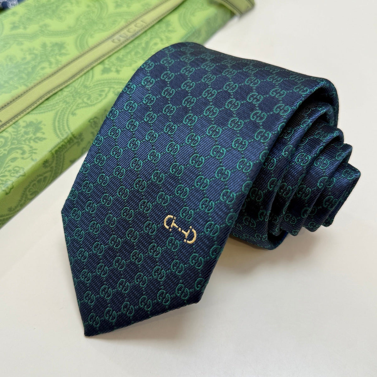 Gucci Style Men's GG Jacquard Silk Tie - Detail Image 4