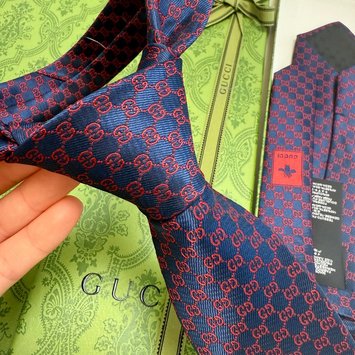 Gucci Style Men's GG Jacquard Silk Tie - Detail Image 11