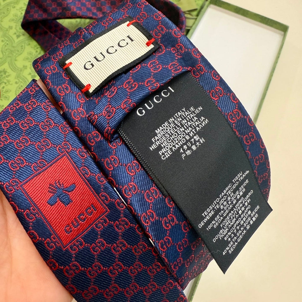 Gucci Style Men's GG Jacquard Silk Tie - Detail Image 12