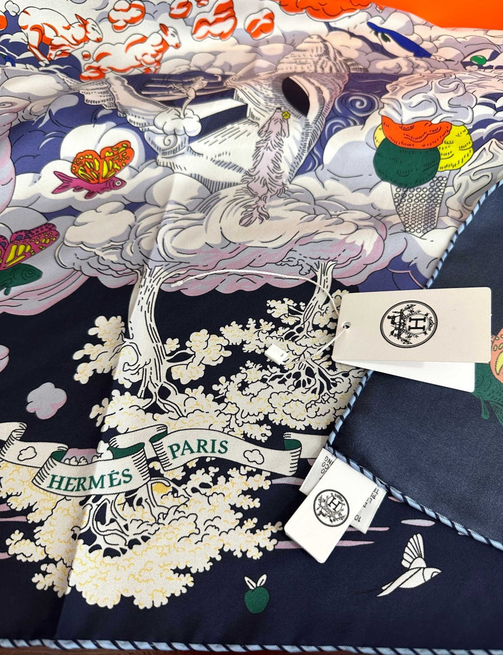 Hermes Style My Cloudscape Silk Scarf - Navy - Detail Image 6