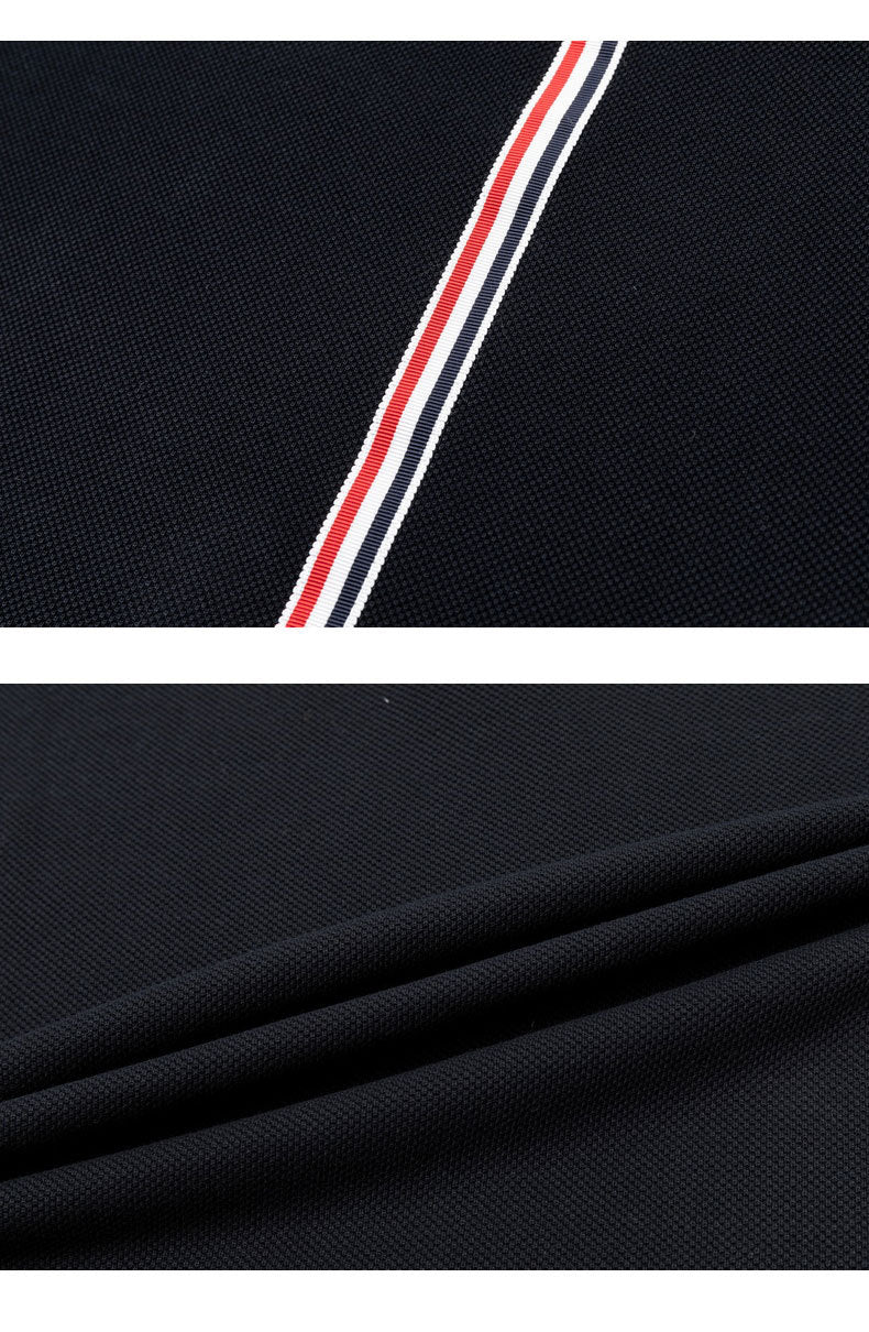 Colorblock Wave-Stripe Polo Tee – Unisex Summer Short Sleeve（副本） THOM TREND