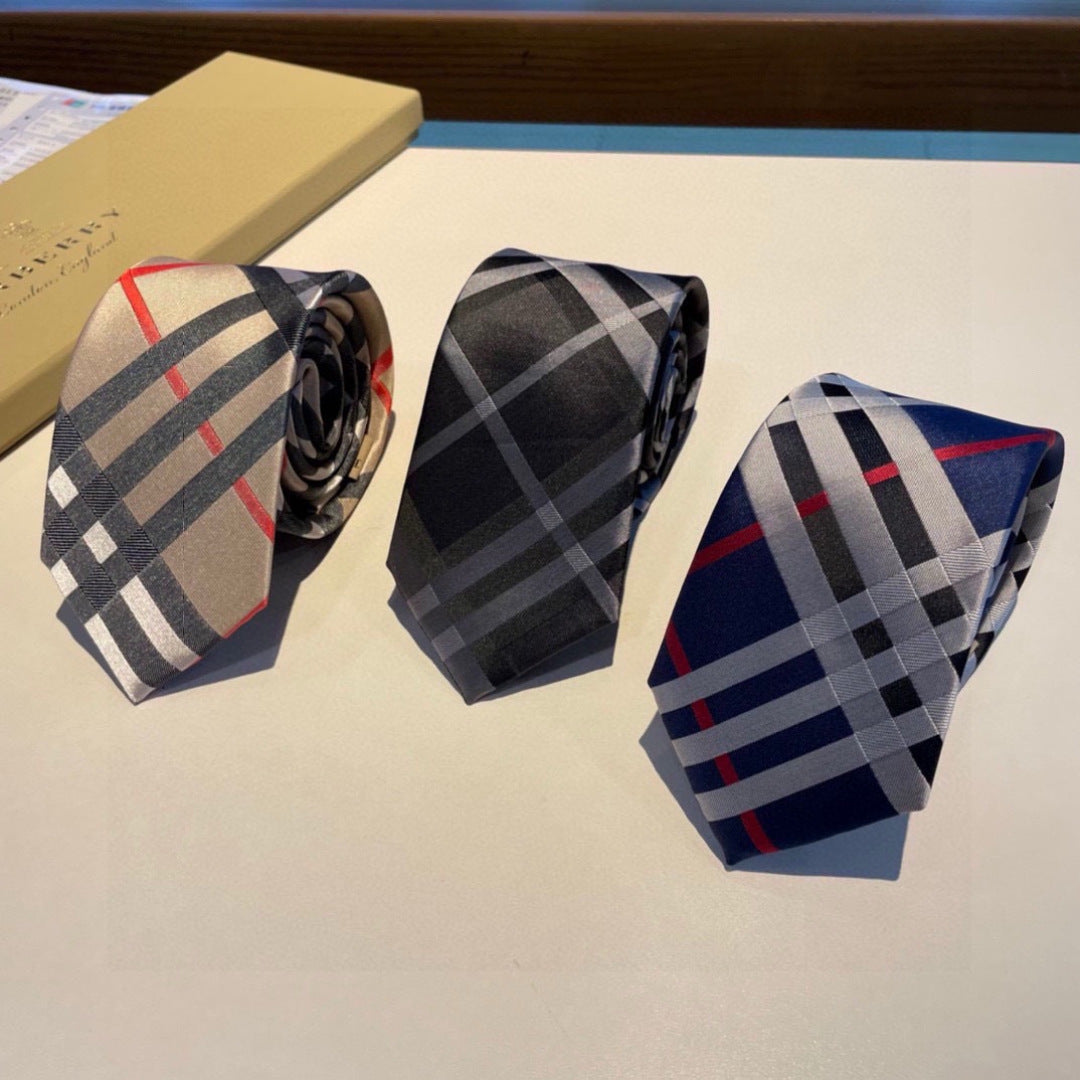 Burberry Style Men's Classic Check Silk Tie - Main Image