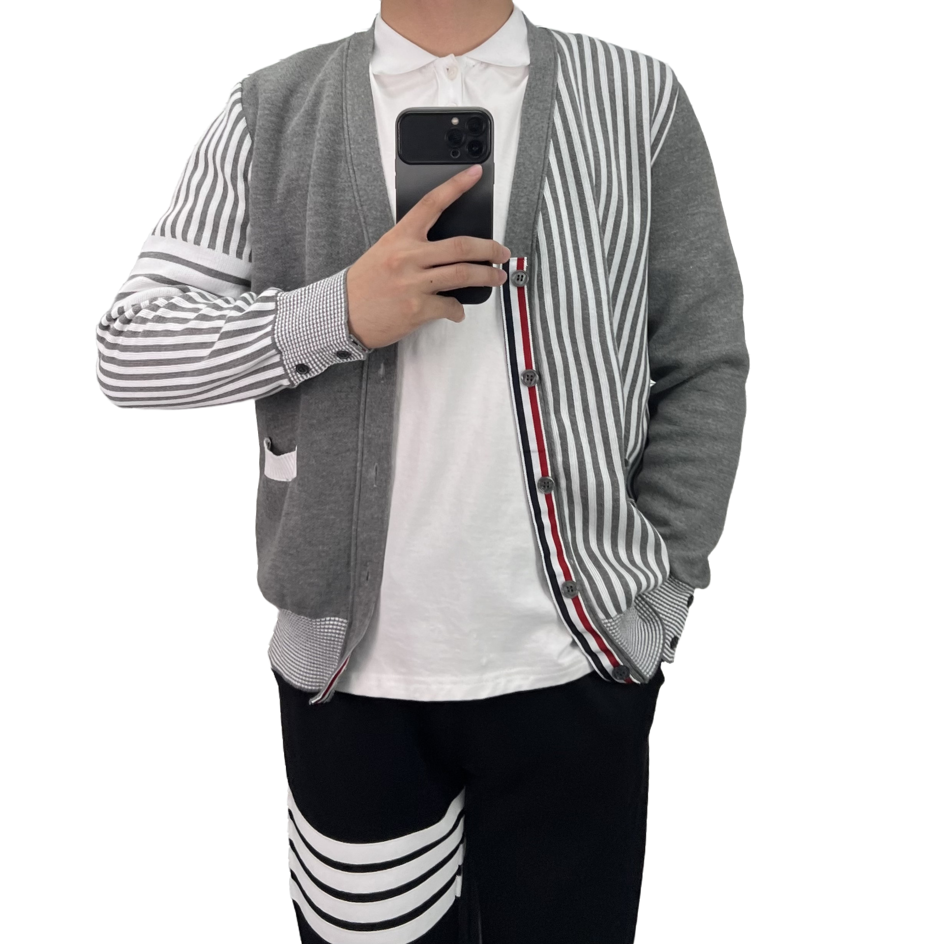 2025SS Men's striped cardigan THOM TREND