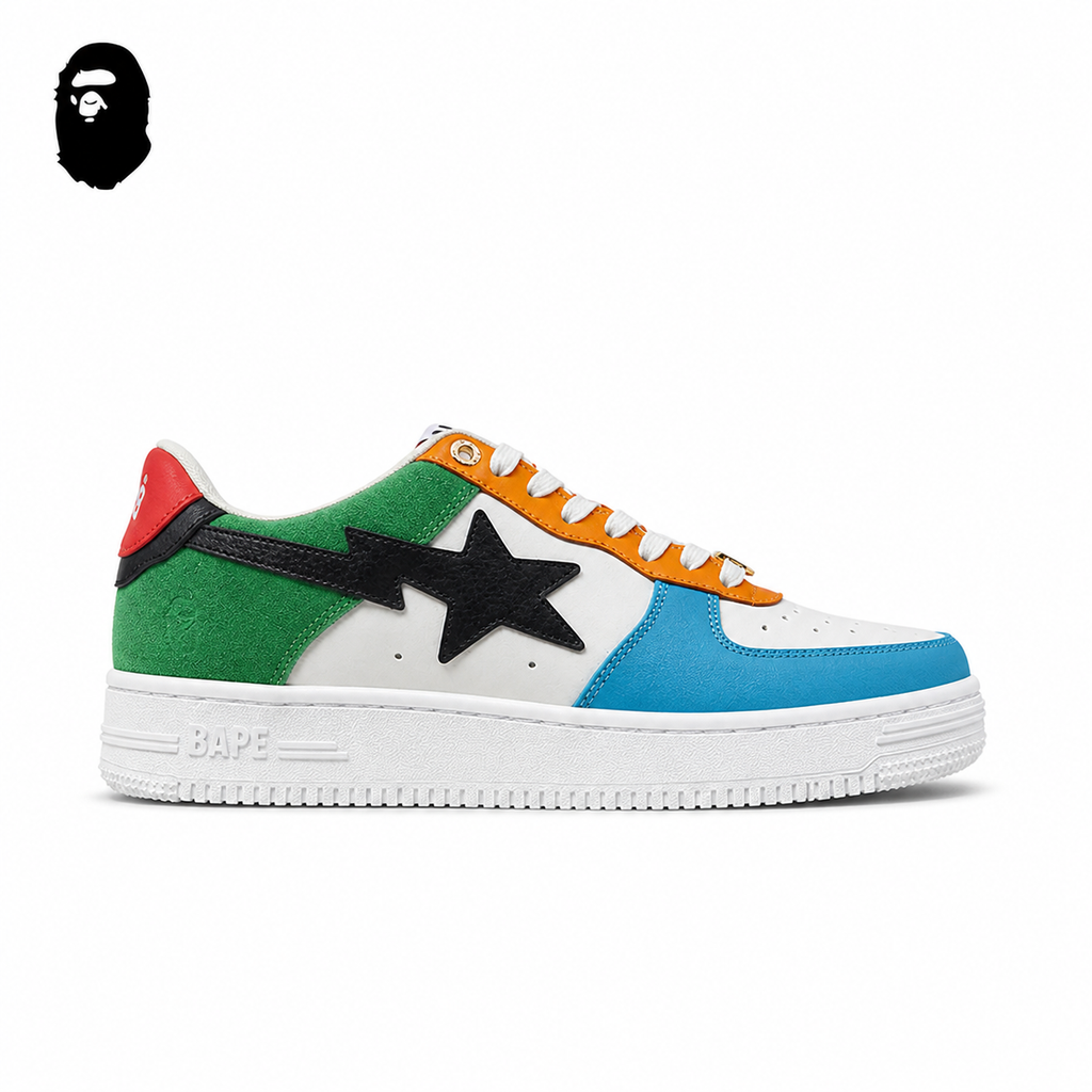 Human Made x BAPE STA SK8 Sneakers - Multi-Color, single side view on a white background