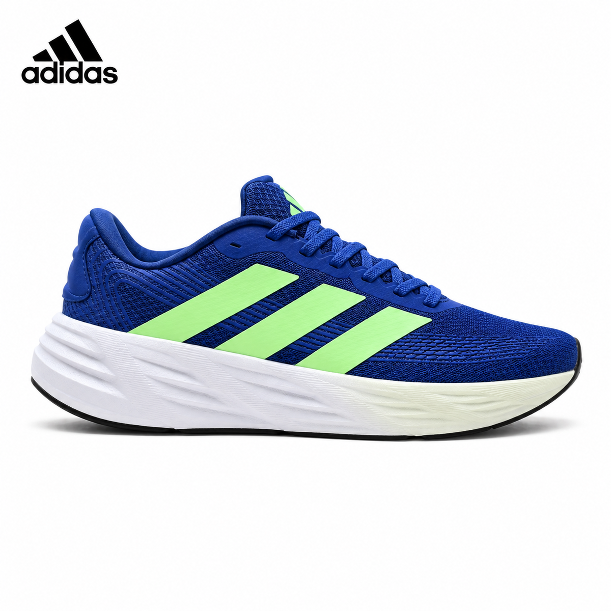 Adidas K81801550 unisex running shoes in Blue/Green - single shoe side profile