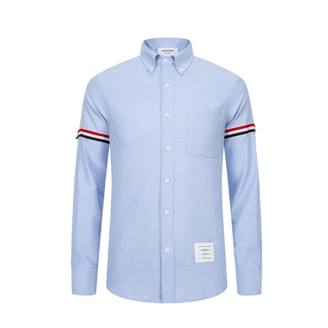 Classic Four-Bar Oxford Dress Shirt by Thom Browne, shirt detail view