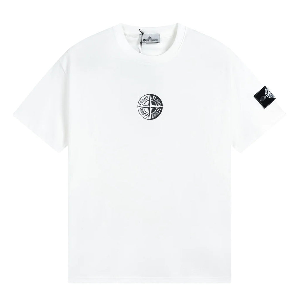 Stone Island Mini Compass Badge Cotton T-Shirt - White front view