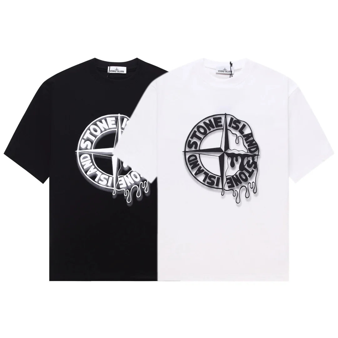 Stone Island Melting Compass Graphic Cotton T-Shirt - Black product detail view