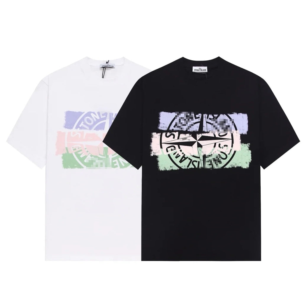 Stone Island Pastel Brush Compass Graphic Cotton T-Shirt - White product detail view
