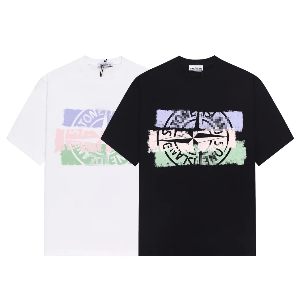 Stone Island Pastel Brush Compass Graphic Cotton T-Shirt - White product detail view