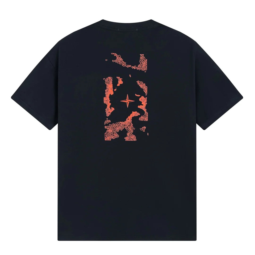 Stone Island Red Mosaic Compass Back Graphic Cotton T-Shirt - White product detail view