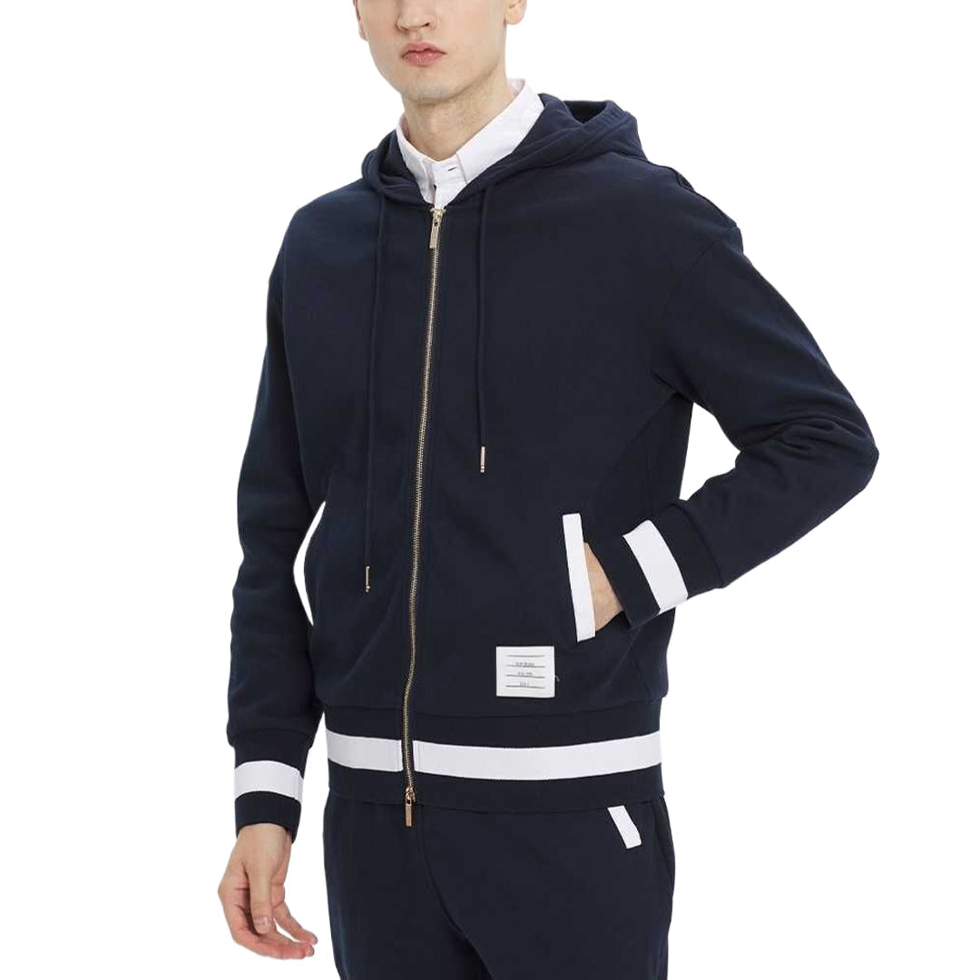 4 - Bar Athletic Hoodie - Premium Sports Zip - Up Sweatshirt by Thom Browne, garment detail view
