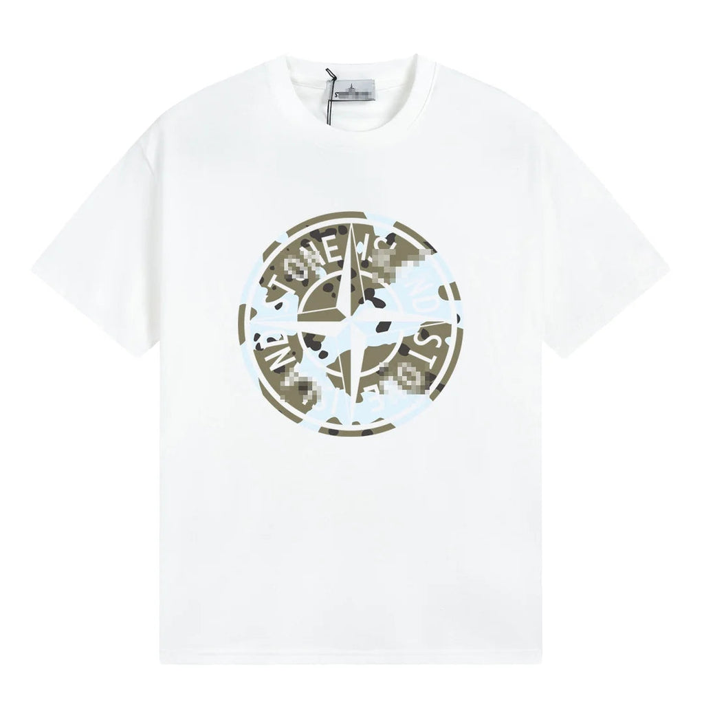 Stone Island Camo Compass Graphic Cotton T-Shirt - White product detail view