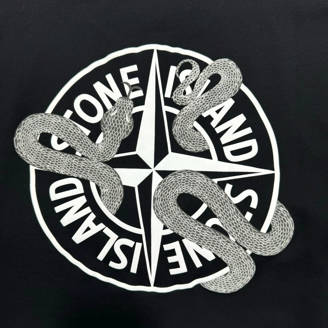 Stone Island Snake Compass Back Graphic Cotton T-Shirt - Black product detail view