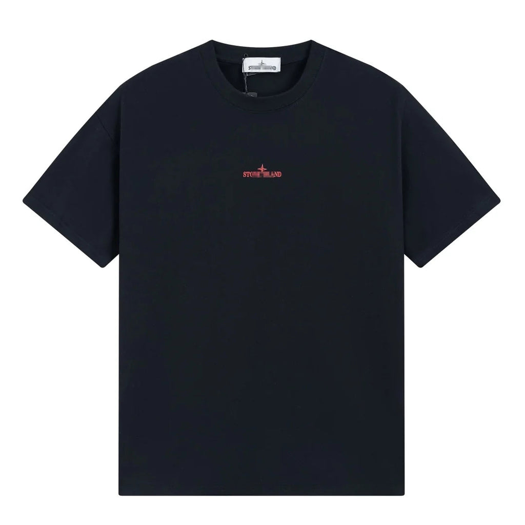 Stone Island Red Mosaic Compass Back Graphic Cotton T-Shirt - White product detail view