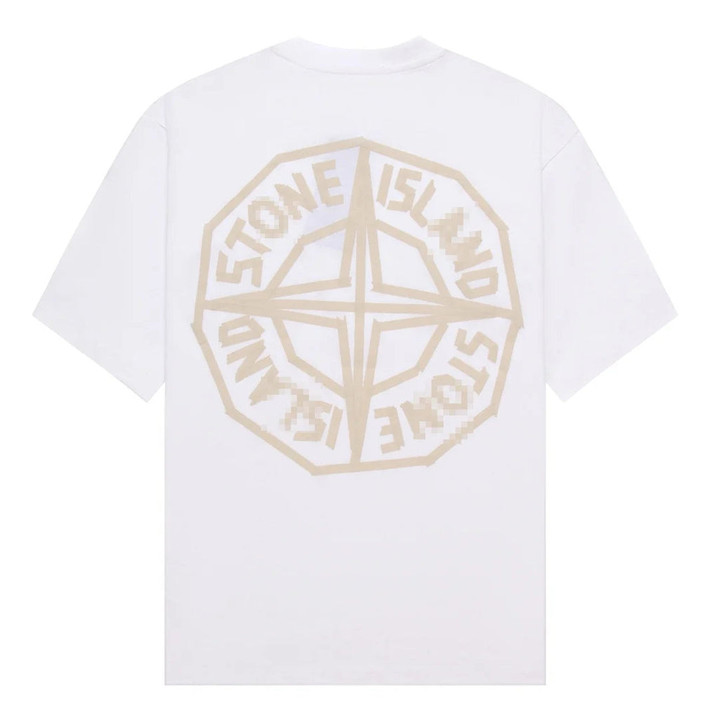 Stone Island Octagon Compass Back Graphic Cotton T-Shirt - White product detail view