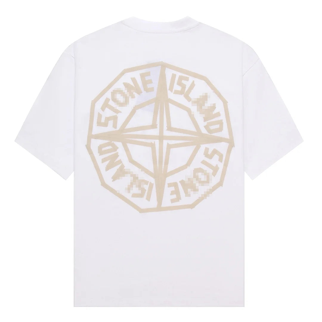 Stone Island Octagon Compass Back Graphic Cotton T-Shirt - White product detail view