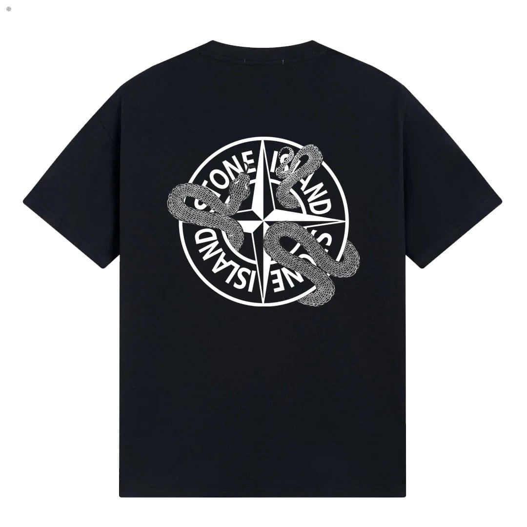 Stone Island Snake Compass Back Graphic Cotton T-Shirt - White back view