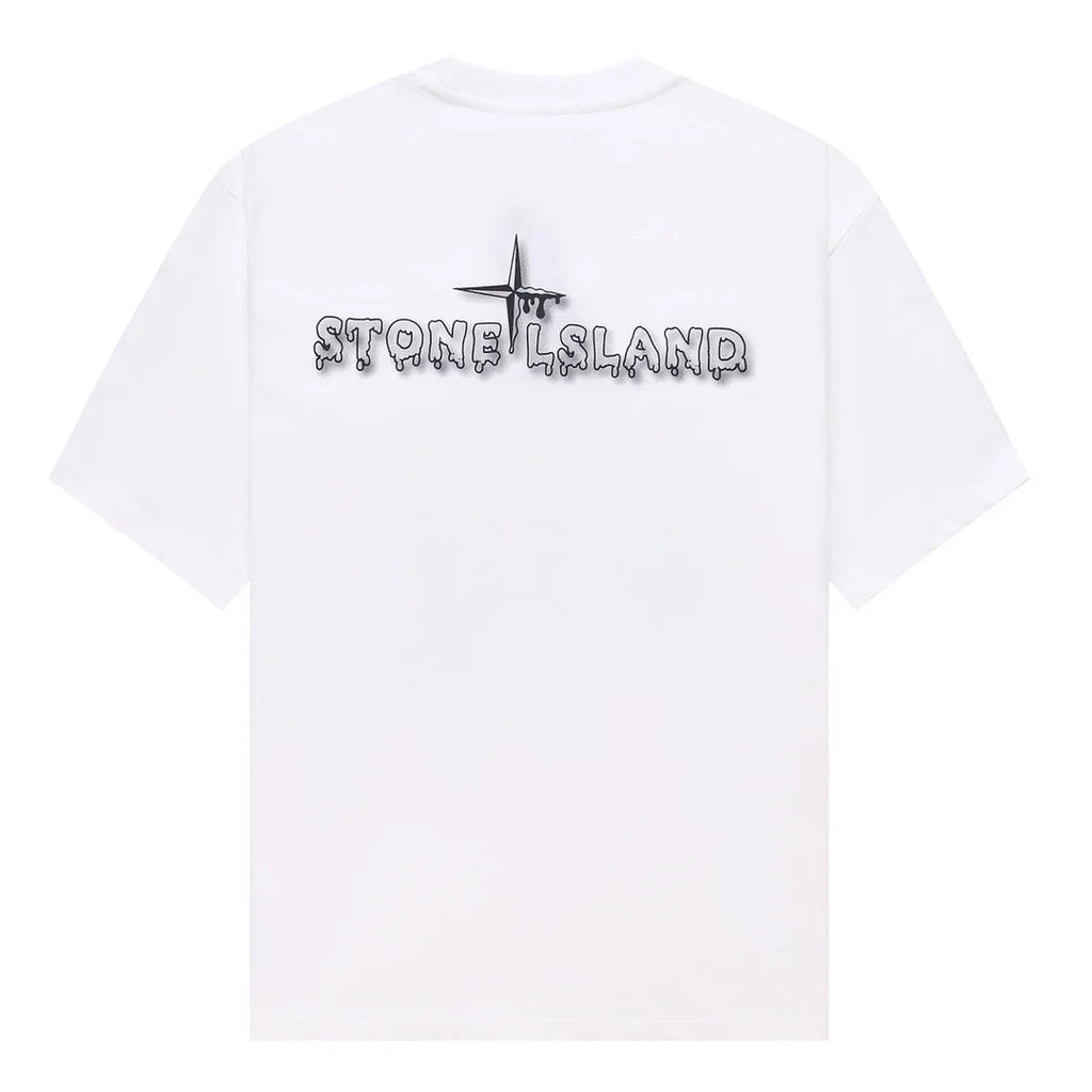 Stone Island Melting Compass Graphic Cotton T-Shirt - White product detail view