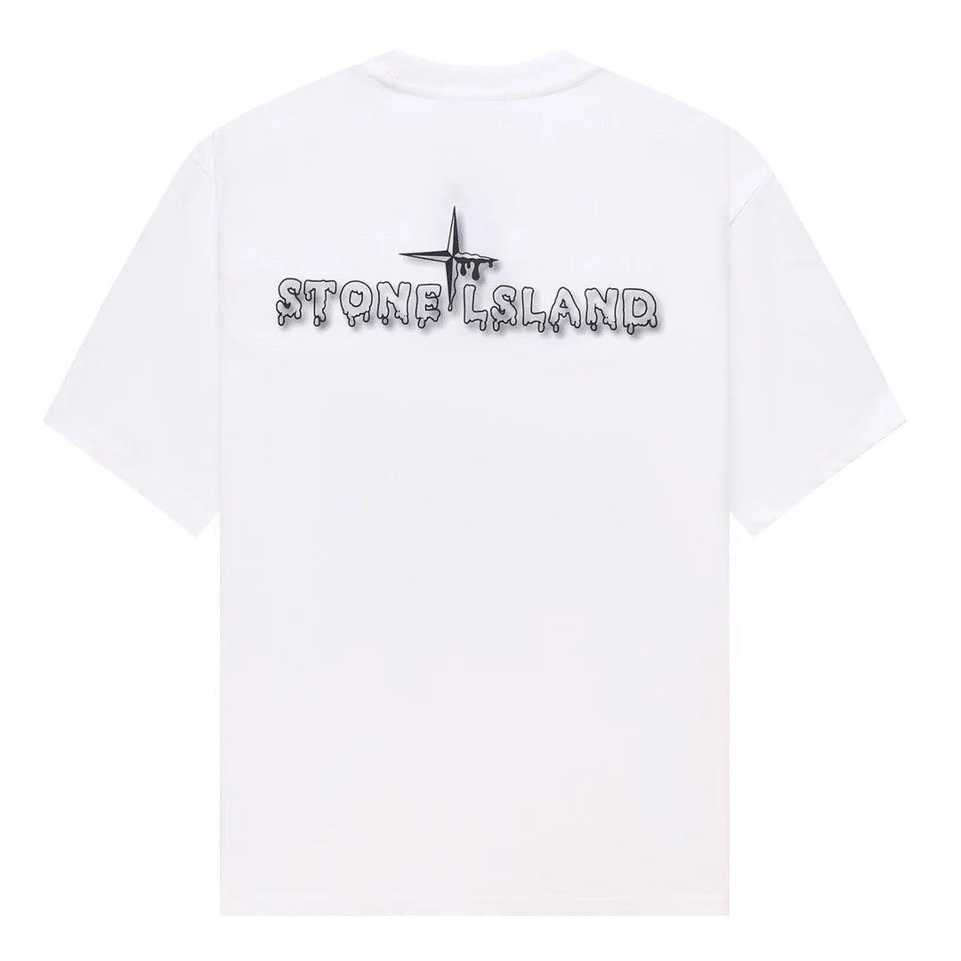 Stone Island Melting Compass Graphic Cotton T-Shirt - White product detail view