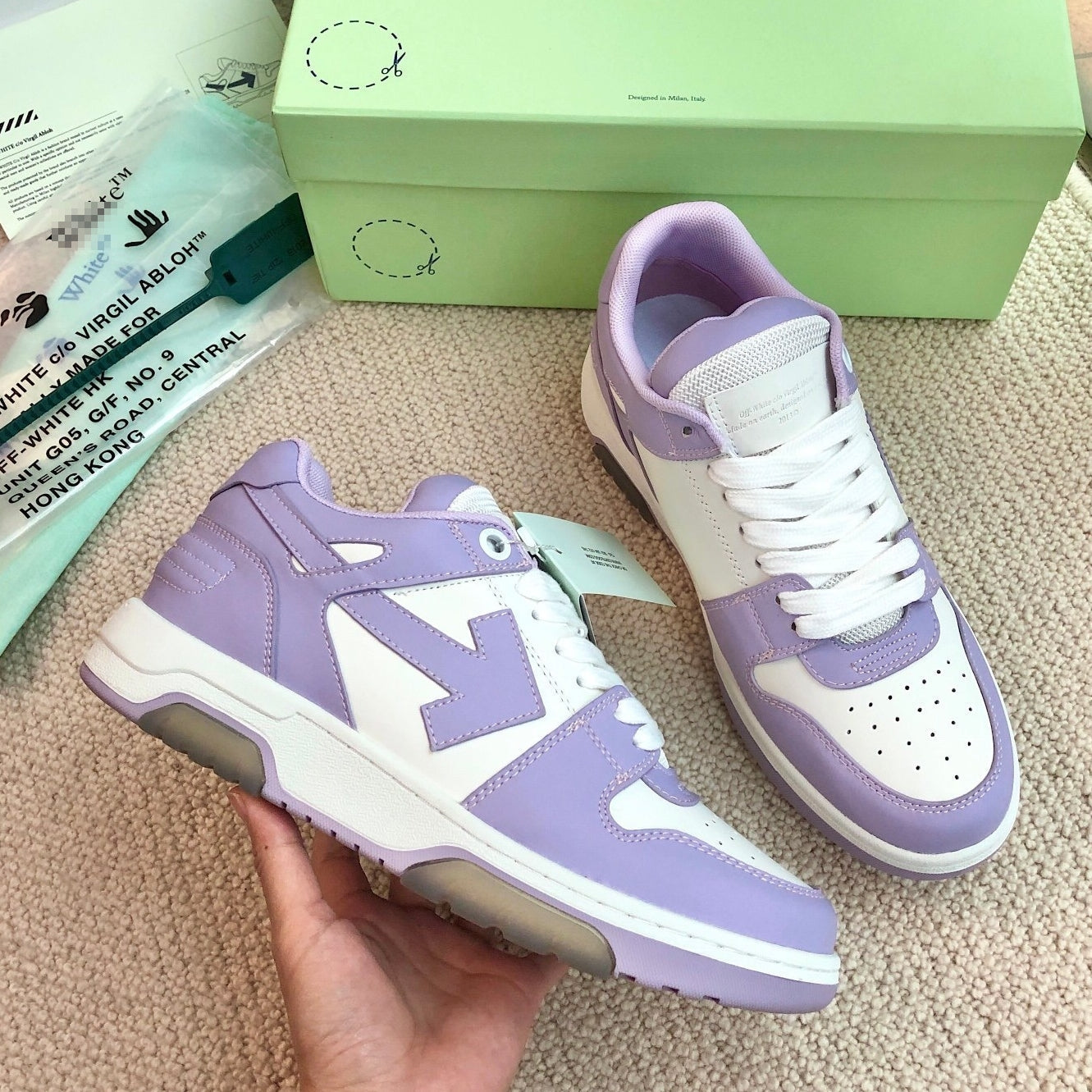 OFF-Whlte Genuine Leather Sneakers#68 4-Bar