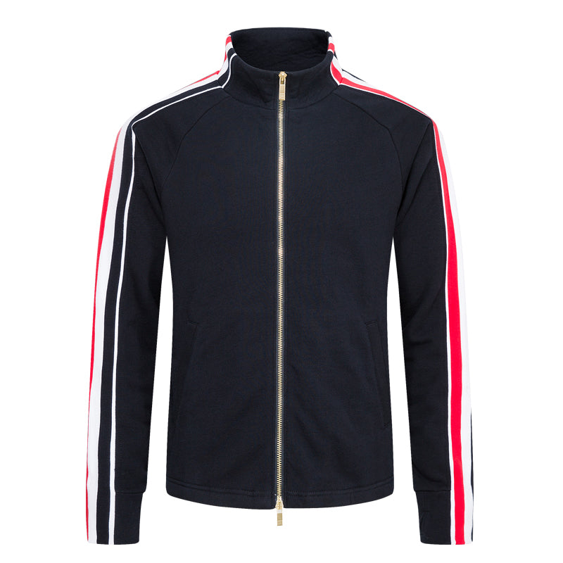 Zip - Up Sweatshirt - Premium Crew Neck Pullover by Thom Browne, garment detail view