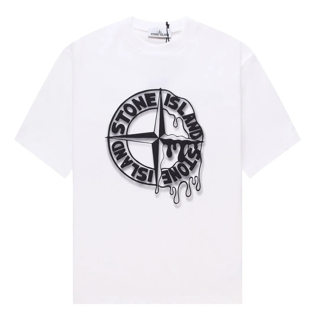 Stone Island Melting Compass Graphic Cotton T-Shirt - White product detail view