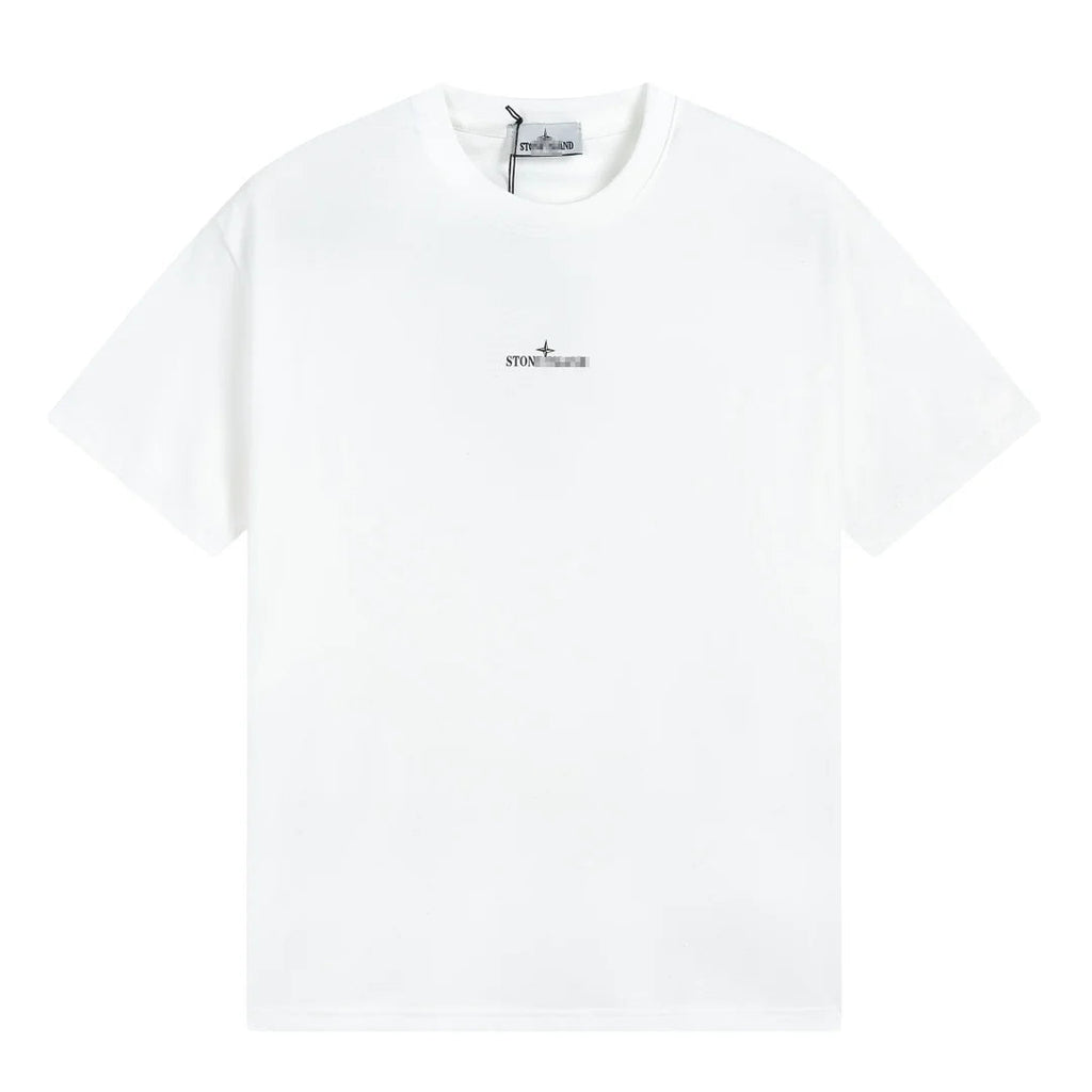 Stone Island Red Black Abstract Compass Back T-Shirt - White product detail view