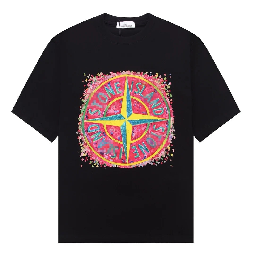 Stone Island Color Splash Compass Graphic Cotton T-Shirt - White product detail view