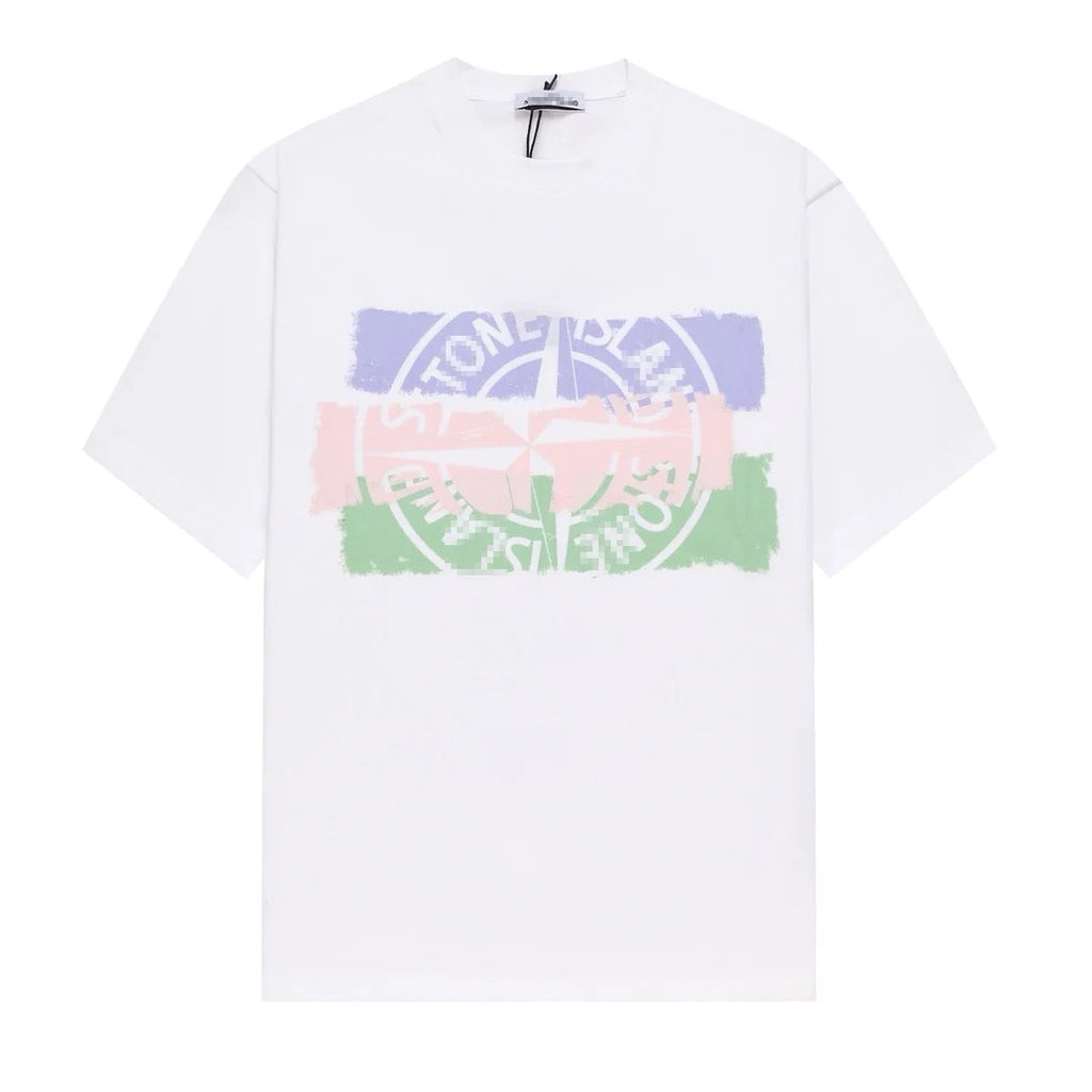Stone Island Pastel Brush Compass Graphic Cotton T-Shirt - White product detail view