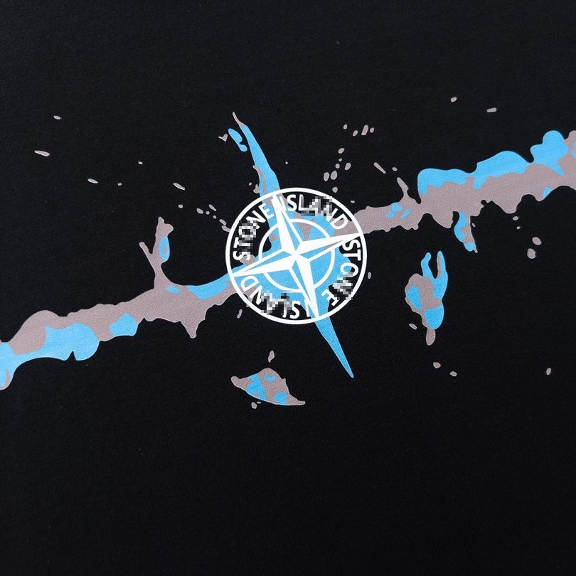 Stone Island Rust Splash Compass Graphic Cotton T-Shirt - Black product detail view