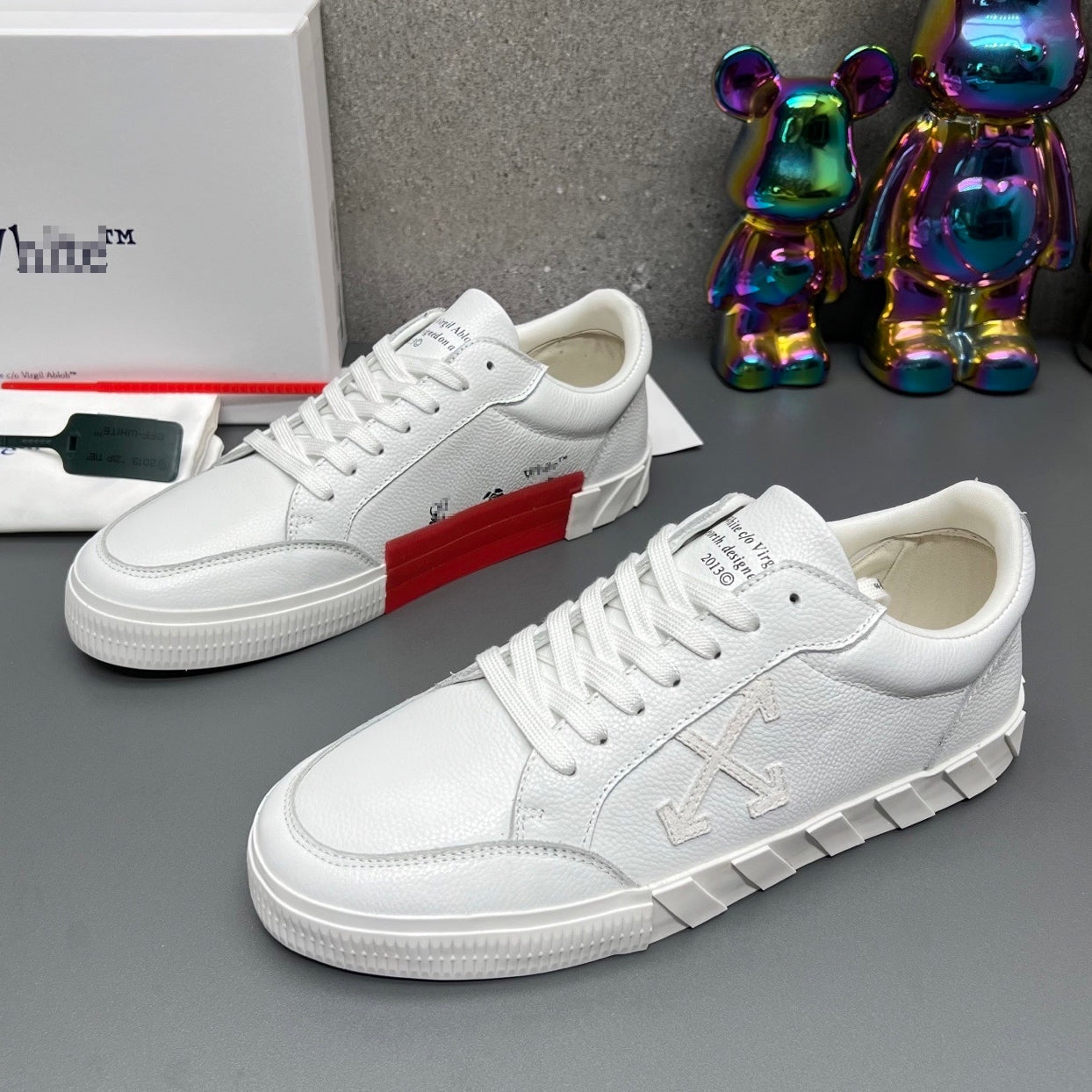 OFF-Whlte Genuine Leather Sneakers#66 4-Bar
