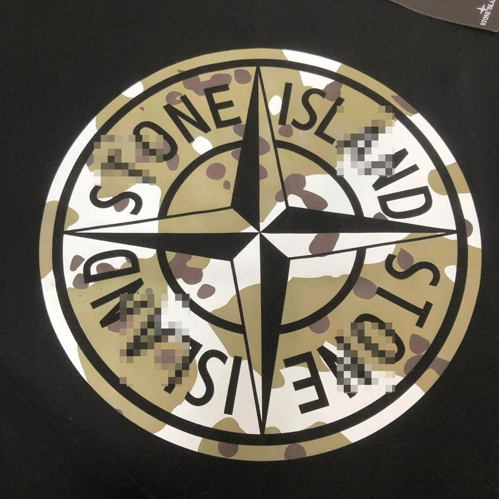 Stone Island Camo Compass Graphic Cotton T-Shirt - Black product detail view