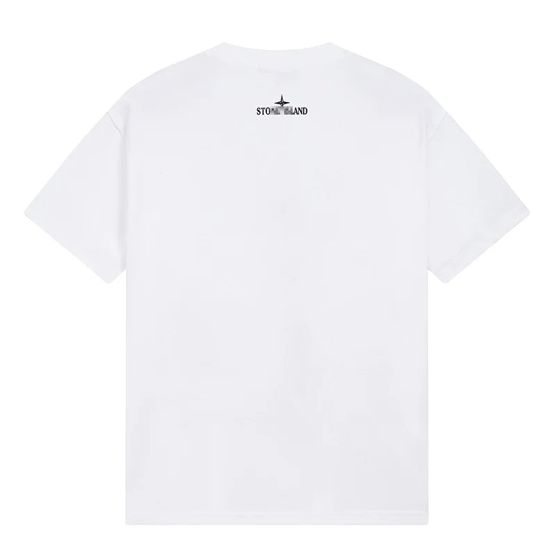 Stone Island Red Panel Compass Graphic Cotton T-Shirt - White product detail view