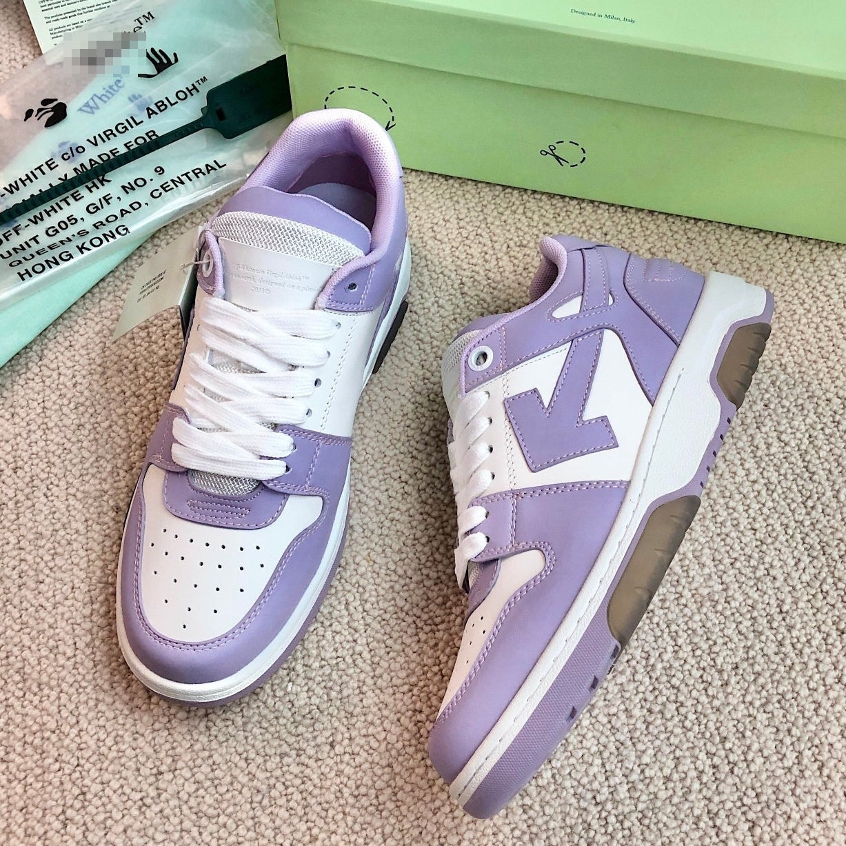 OFF-Whlte Genuine Leather Sneakers#68 4-Bar