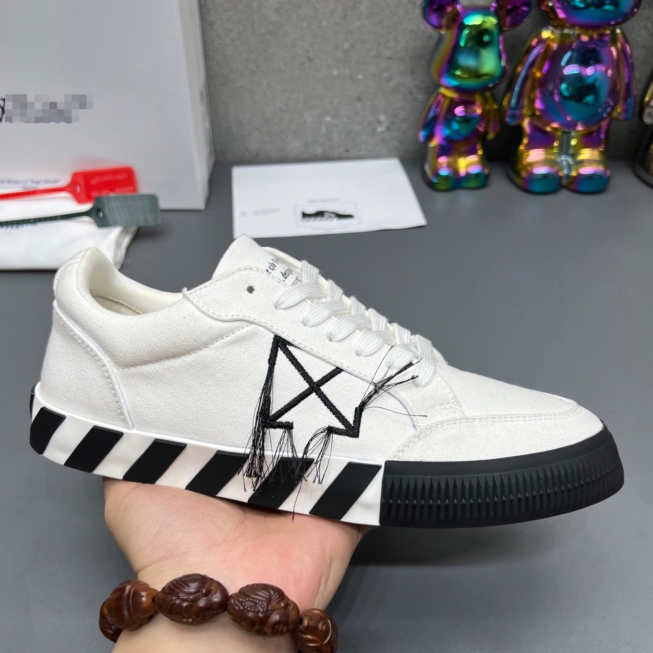 OFF-Whlte Canvas Sneakers#67 4-Bar