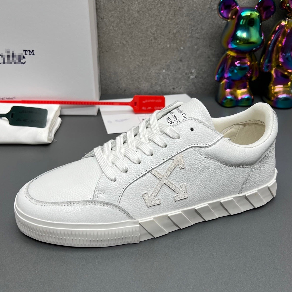 OFF-Whlte Genuine Leather Sneakers#66 4-Bar