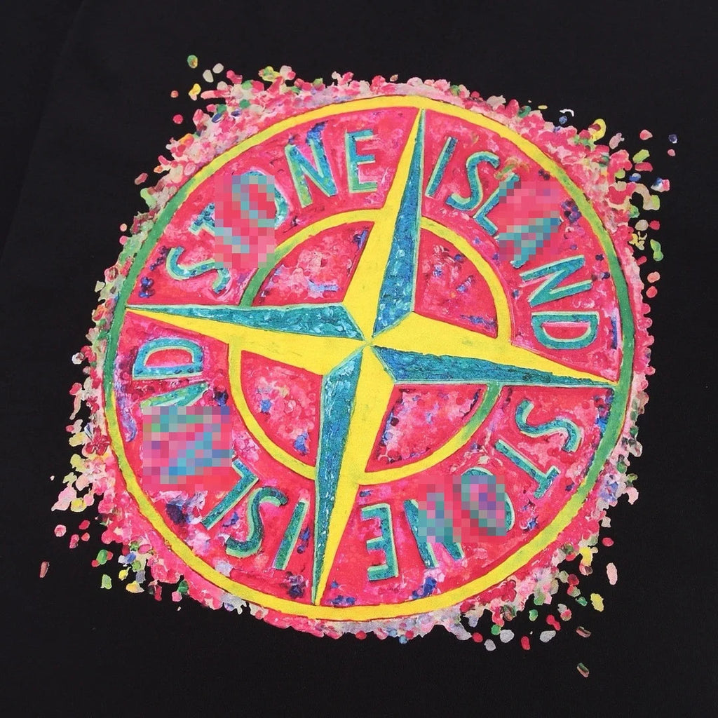 Stone Island Color Splash Compass Graphic Cotton T-Shirt - Black product detail view
