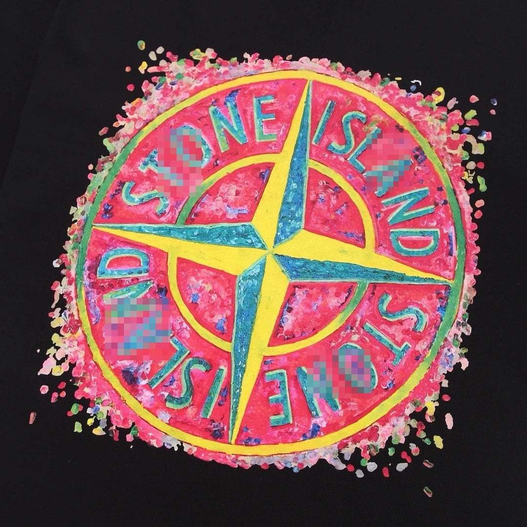 Stone Island Color Splash Compass Graphic Cotton T-Shirt - Black product detail view
